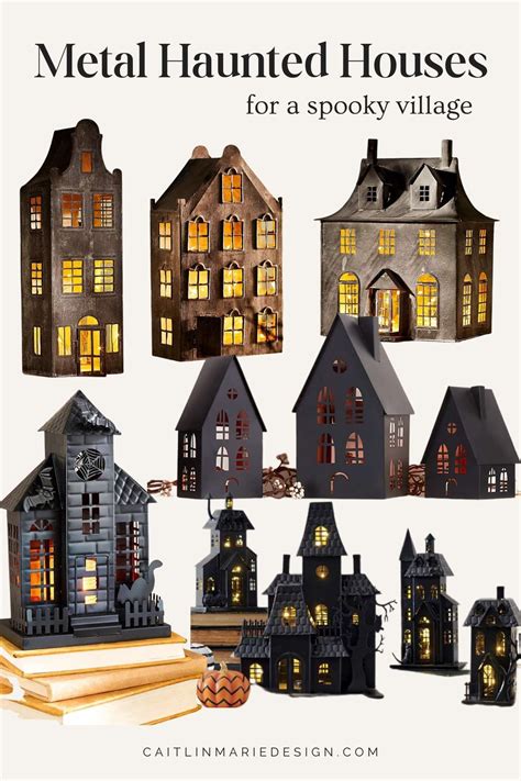 metal halloween houses|spooky village halloween decorations.